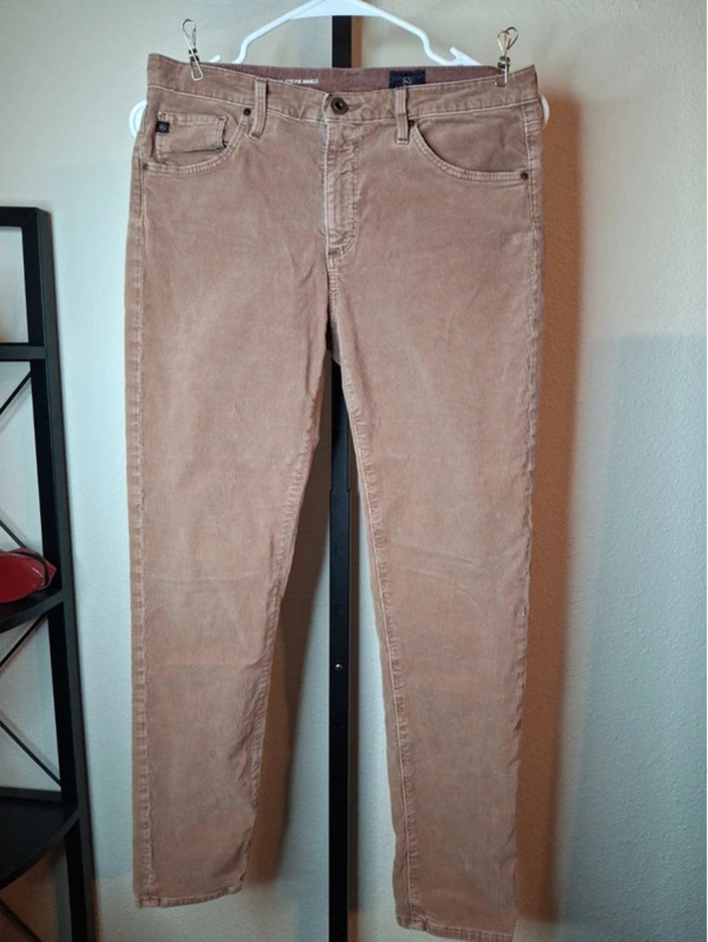 AG Adriano Goldschmied "Stevie Ankle" tan or light brown corduroy pants 29R